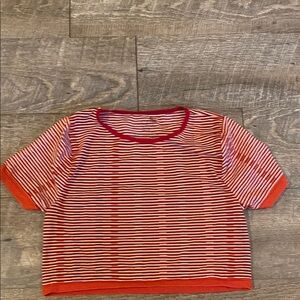 Free People Old School fitted Red & White Striped Crop Top M/L Vintage Inspired